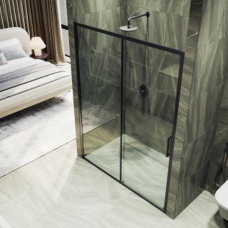 Душевая дверь MaybahGlass MGD-1277-6 150см чёрный/прозрачный